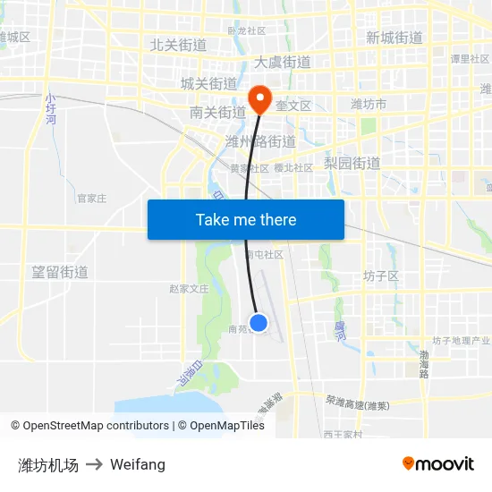 Weifang Airport to Weifang map
