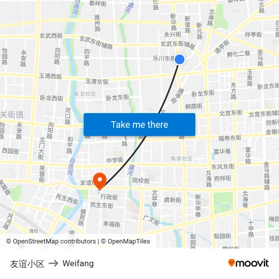 友谊小区 to Weifang map