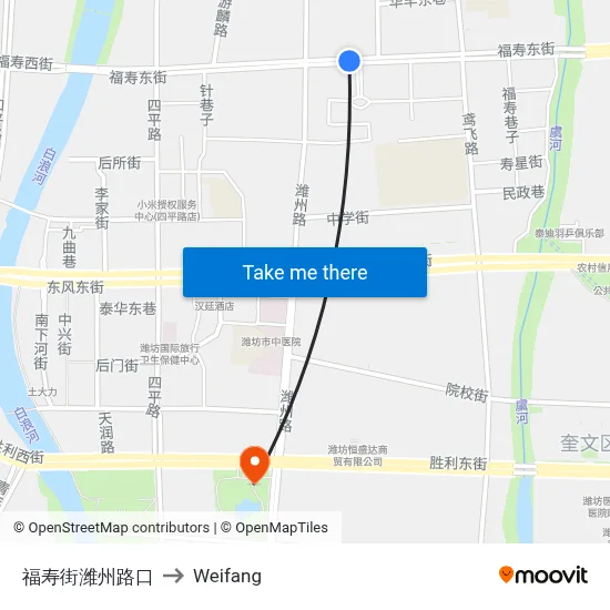 福寿街潍州路口 to Weifang map
