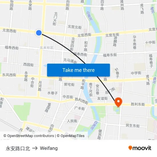North Yongan Road Junction to Weifang map
