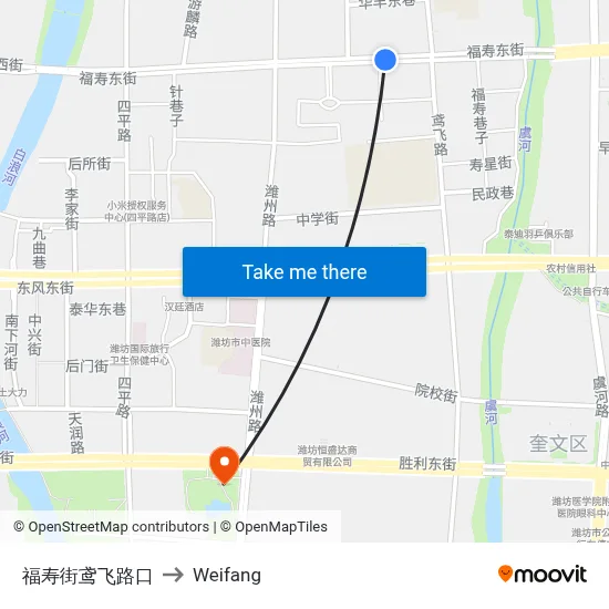 福寿街鸢飞路口 to Weifang map
