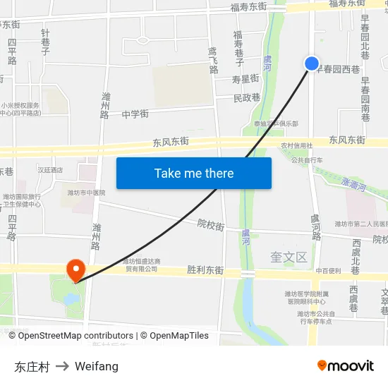 东庄村 to Weifang map