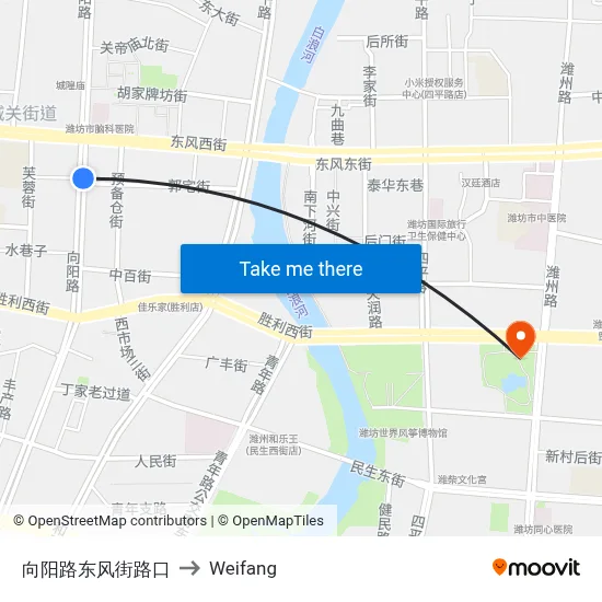 向阳路东风街路口 to Weifang map