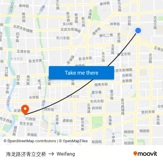 Hailong Road Jinan-Qingdao Overpass to Weifang map