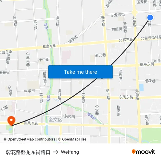 Ronghua Road & Wolong East Street Intersection to Weifang map