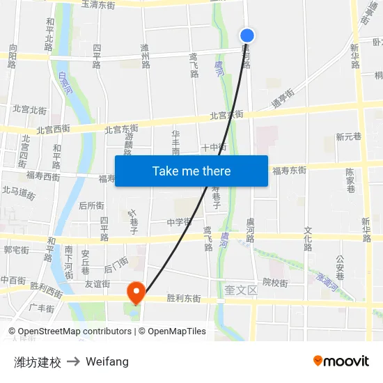 潍坊建校 to Weifang map