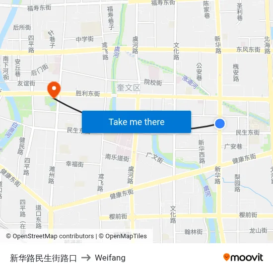 Xinhua Road - Minsheng Street Intersection to Weifang map