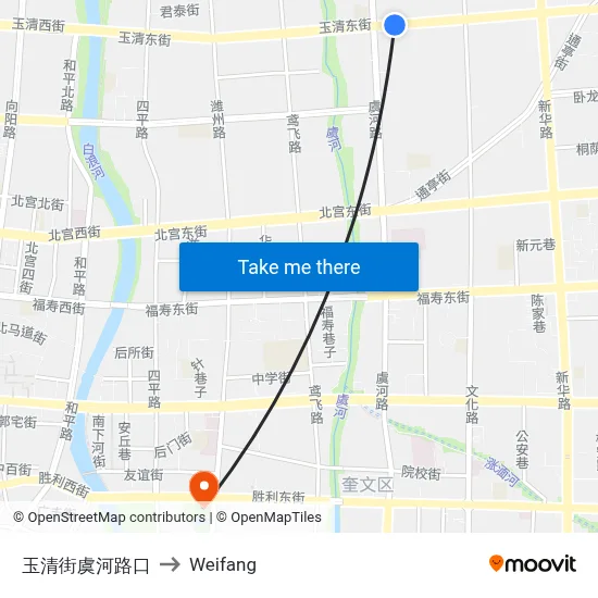 玉清街虞河路口 to Weifang map