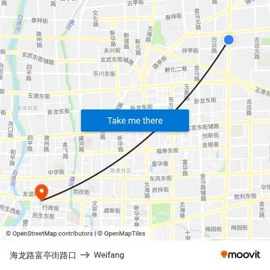 Hailong Road & Futing Street Intersection to Weifang map