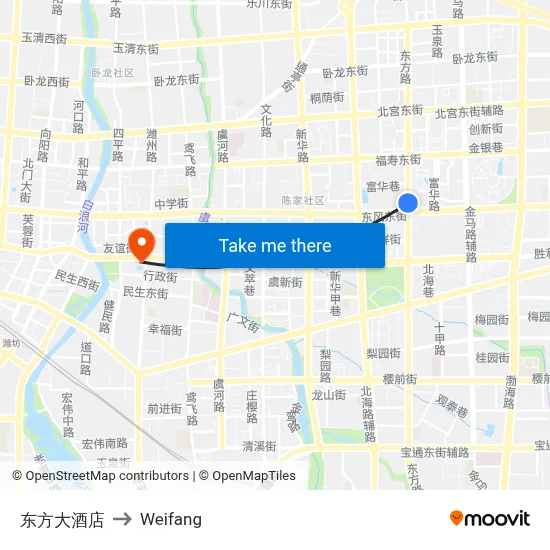 Oriental Grand Hotel to Weifang map