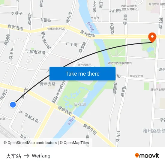 Train Station to Weifang map