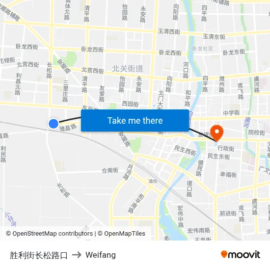 胜利街长松路口 to Weifang map