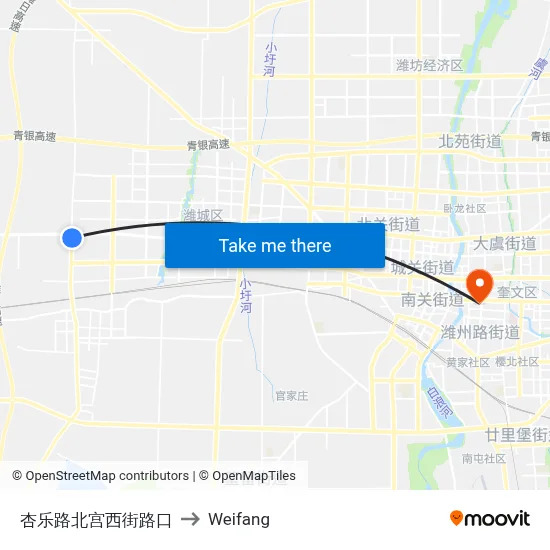 Xingle Road & Beigong West Street Intersection to Weifang map