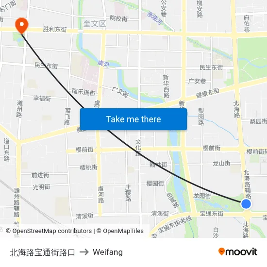 Beihai Road-Baotong Street Intersection to Weifang map