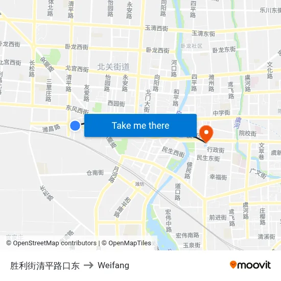胜利街清平路口东 to Weifang map