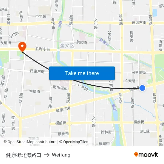 健康街北海路口 to Weifang map