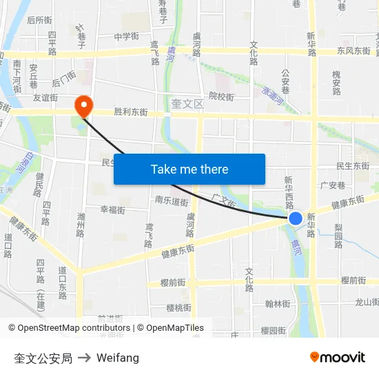 Kuiwen Police Station to Weifang map