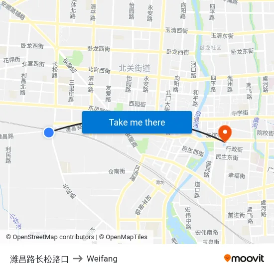 Weichang Road & Changsong Road Intersection to Weifang map