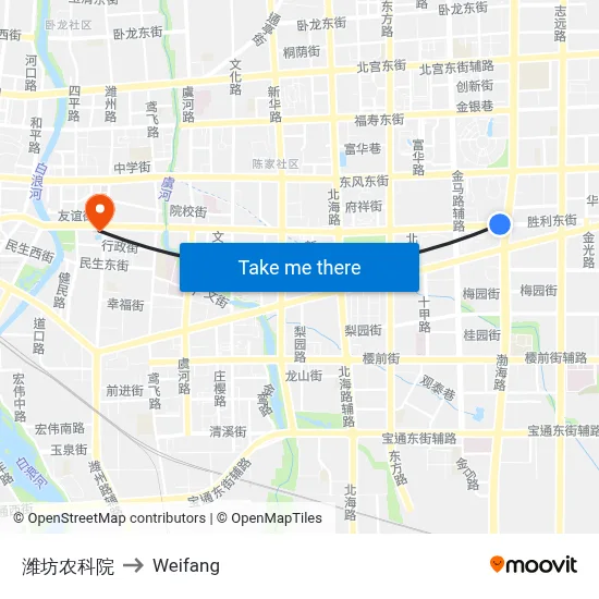 Weifang Agricultural Science Academy to Weifang map