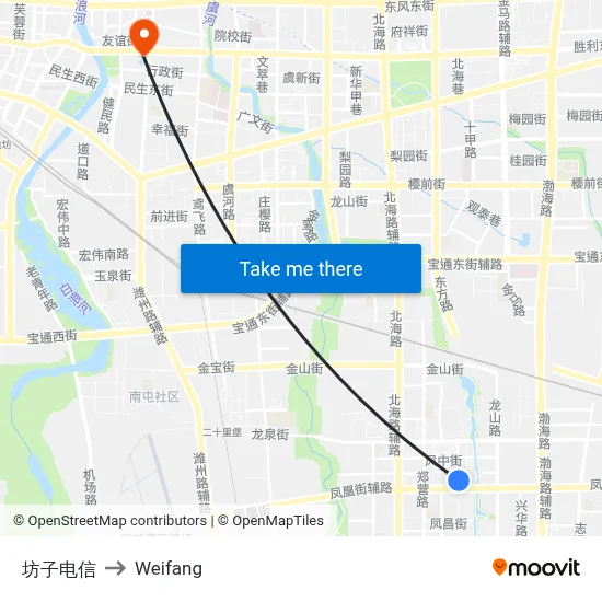 Fangzi Telecom to Weifang map