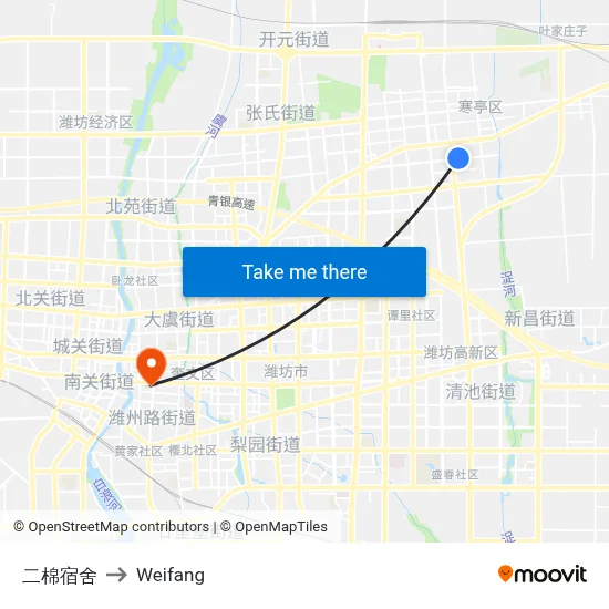 No.2 Cotton Mill Dormitory to Weifang map