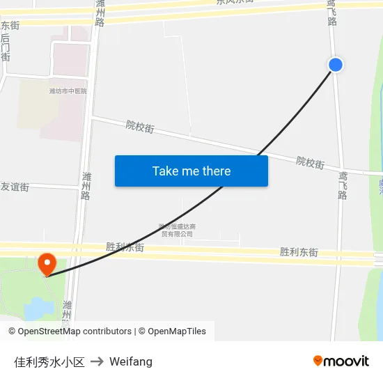 Jiali Xiushui Community to Weifang map
