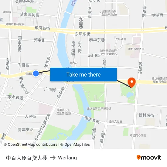 中百大厦百货大楼 to Weifang map