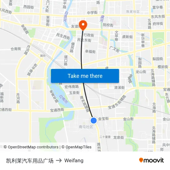 凯利莱汽车用品广场 to Weifang map
