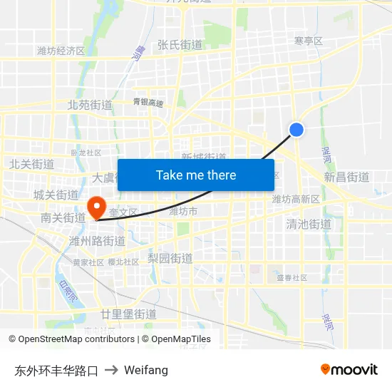 East Ring Road Fenghua Junction to Weifang map