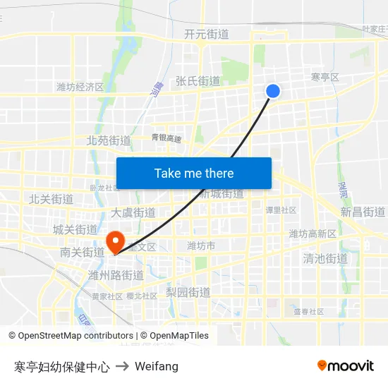 寒亭妇幼保健中心 to Weifang map