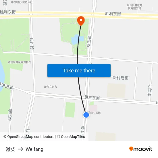 潍柴 to Weifang map