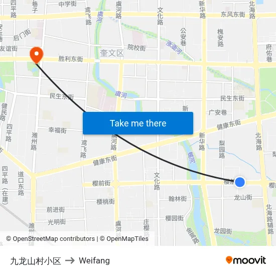 Jiulongshan Village Quarter to Weifang map
