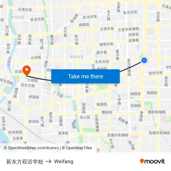 新东方双语学校 to Weifang map