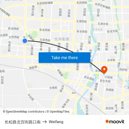 Changsong Road-Beigong Street South Intersection to Weifang map
