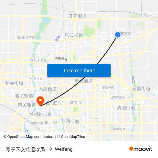 Hanting District Transportation Bureau to Weifang map