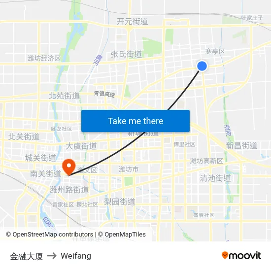 Financial Building to Weifang map