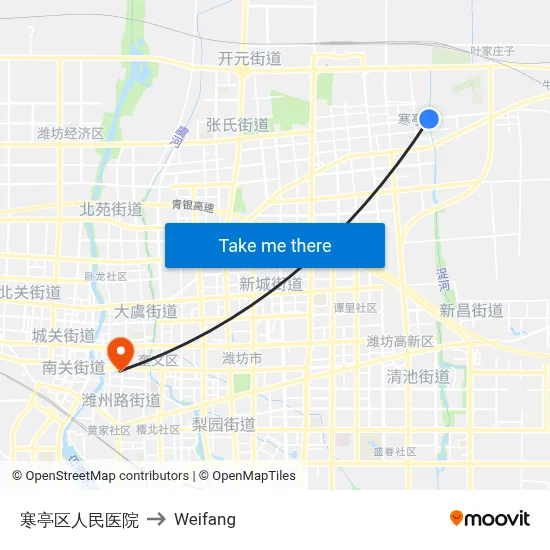 寒亭区人民医院 to Weifang map