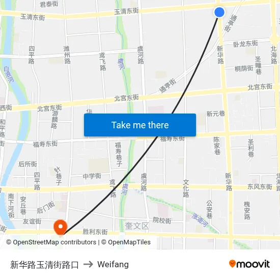 Xinhua Road Yuqing Street Intersection to Weifang map