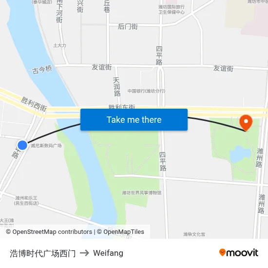 浩博时代广场西门 to Weifang map