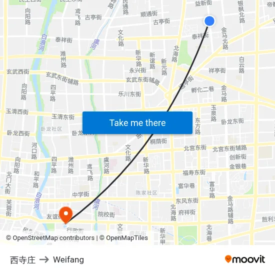 Xisi Village to Weifang map