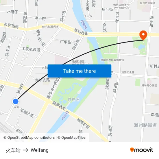 火车站 to Weifang map
