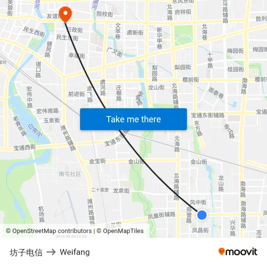Fangzi Telecom to Weifang map