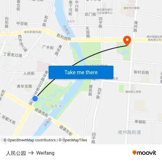 People's Park to Weifang map