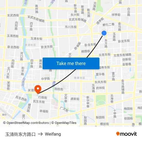 Yuqing Street Dongfang Intersection to Weifang map
