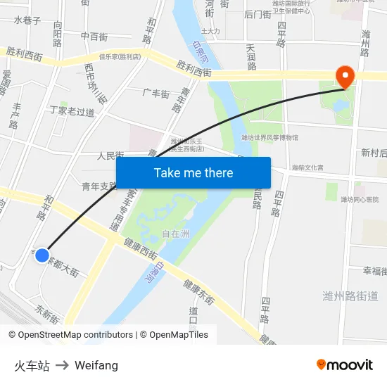 火车站 to Weifang map