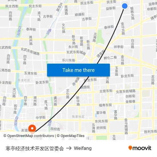 寒亭经济技术开发区管委会 to Weifang map