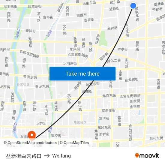 Yixin Street & Baiyun Road Intersection to Weifang map