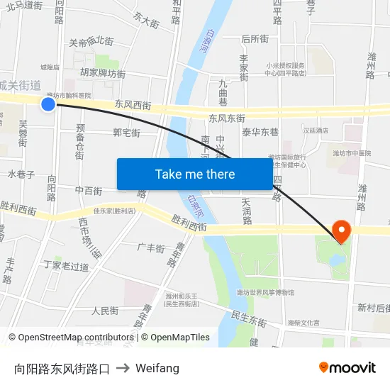 向阳路东风街路口 to Weifang map