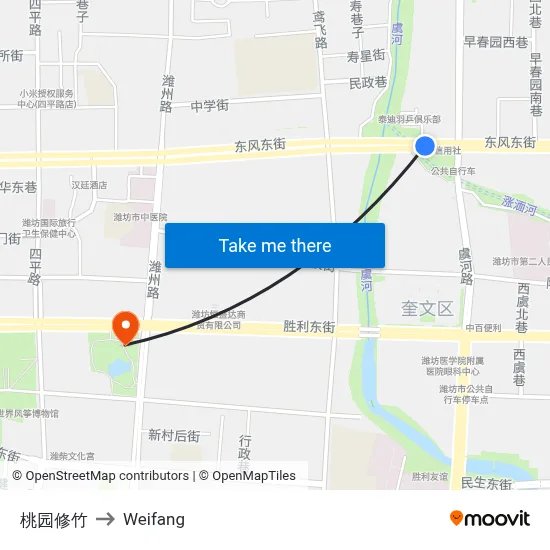桃园修竹 to Weifang map