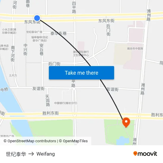 世纪泰华 to Weifang map